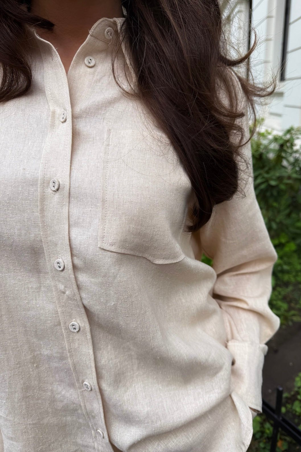Flaxy Ls Linen Shirt Birch | Skjorter og bluser | Smuk - Dameklær på nett