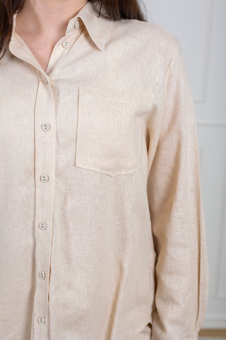Flaxy Ls Linen Shirt Birch | Skjorter og bluser | Smuk - Dameklær på nett