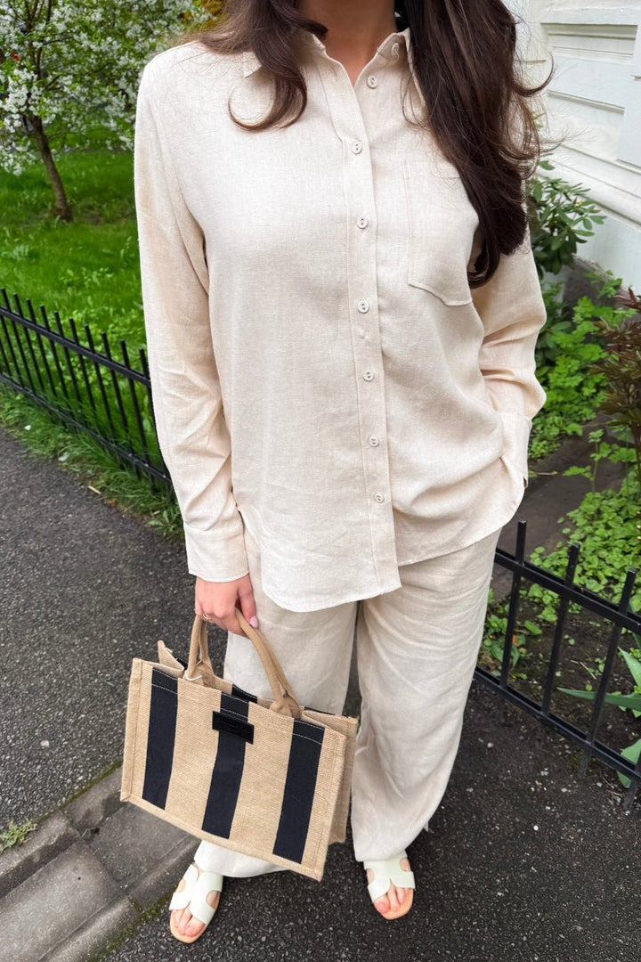 Flaxy Ls Linen Shirt Birch | Skjorter og bluser | Smuk - Dameklær på nett