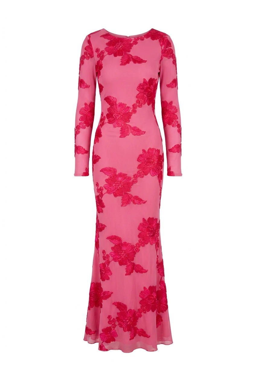 Flora Mesh Dress Fuchsia Pink Flower | Kjoler | Smuk