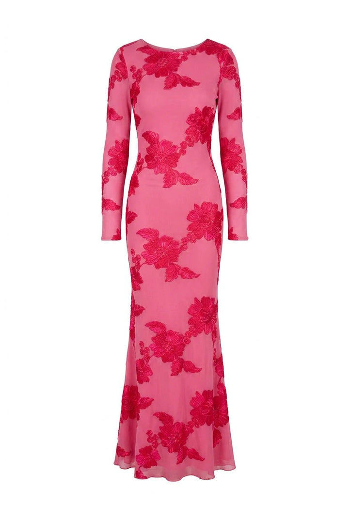 Flora Mesh Dress Fuchsia Pink Flower | Kjoler | Smuk