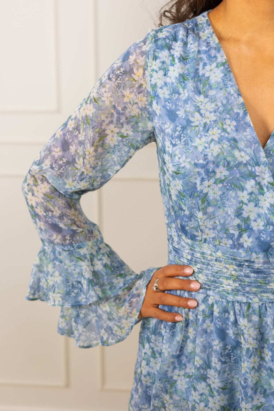 Florella Short Dress Blue/Off White | Kjoler | Smuk