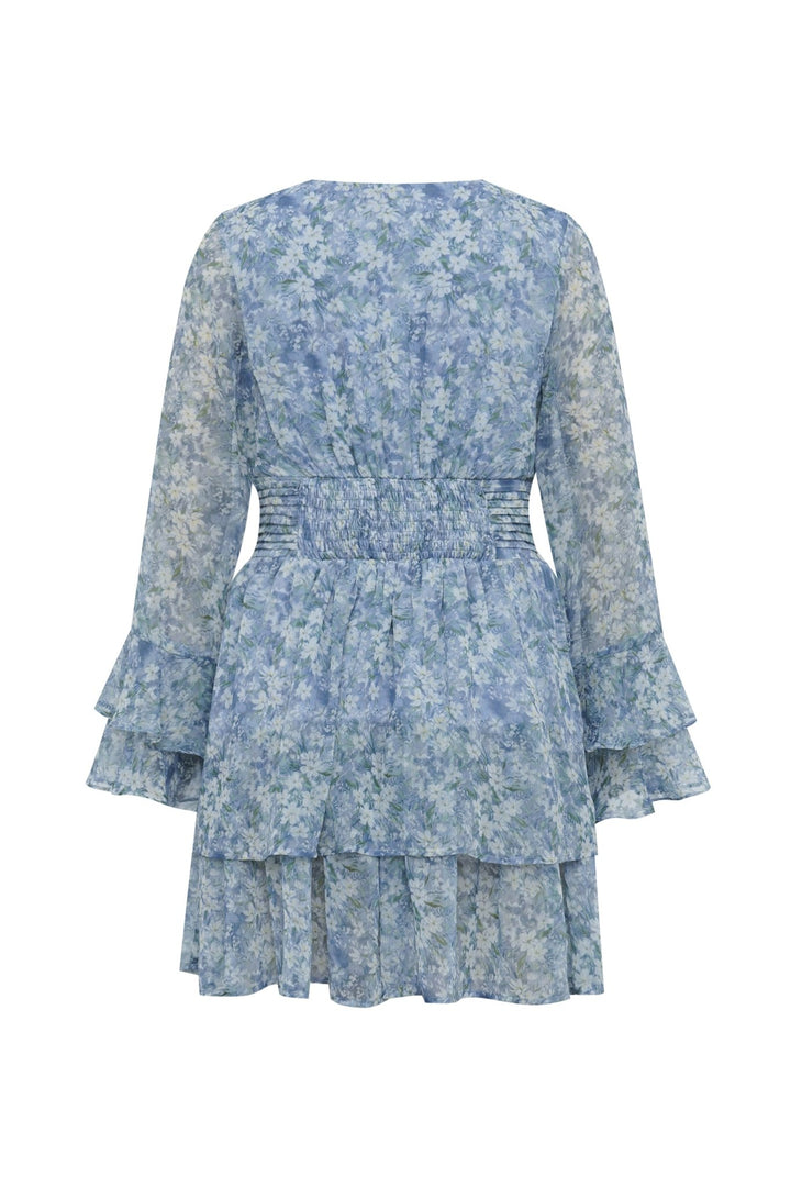 Florella Short Dress Blue/Off White | Kjoler | Smuk