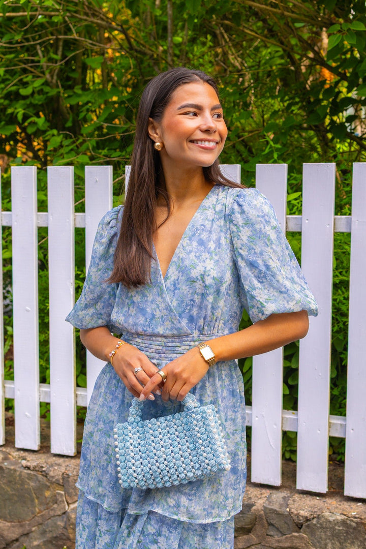 Florella Sleeve Dress Blue/Off White | Kjoler | Smuk