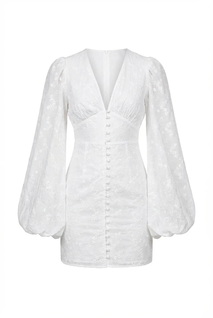 Florence Dress White Embroidery | Kjoler | Smuk