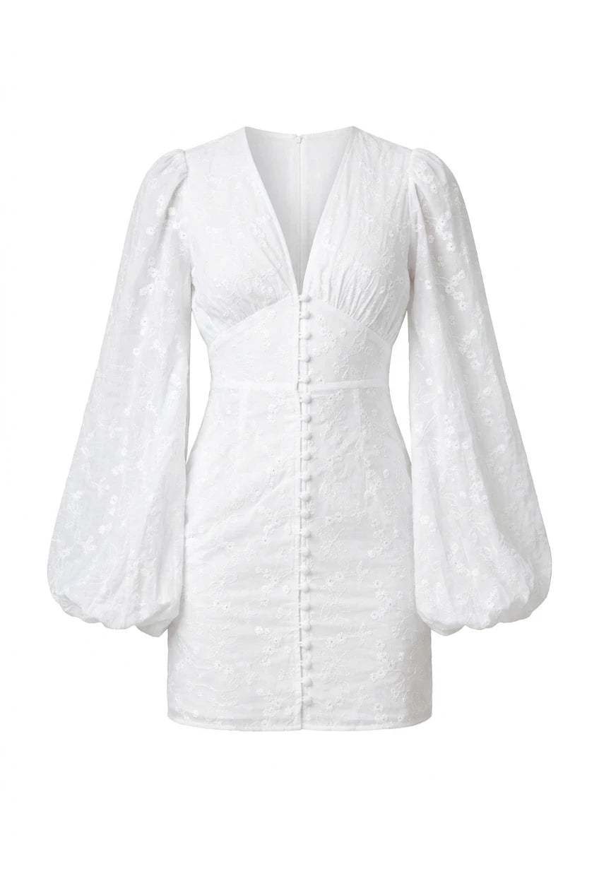 Florence Mini Dress White Embroidery | Kjoler | Smuk