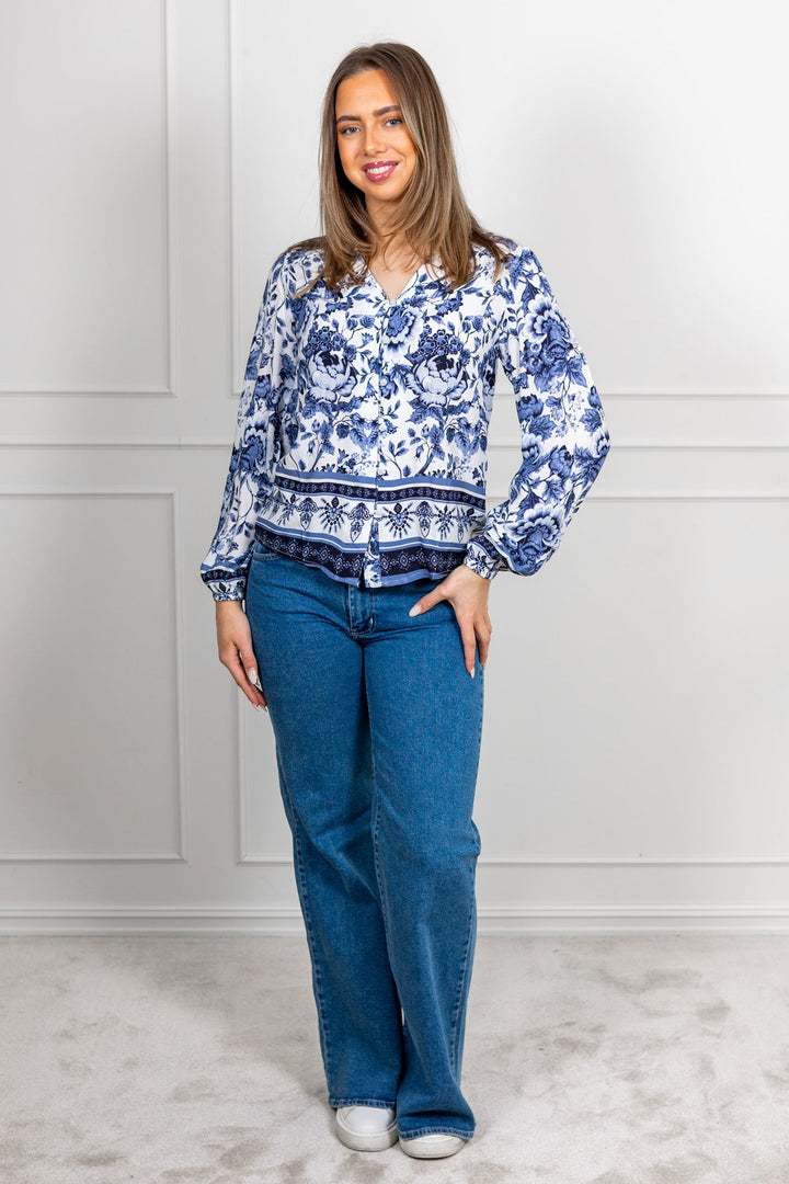 Flower Blouse Navy | Skjorter og bluser | Smuk