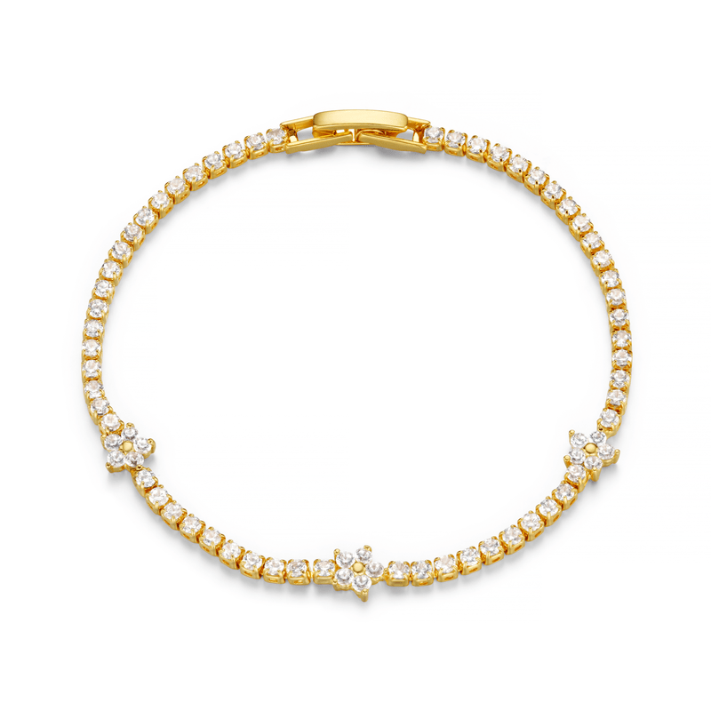 Flower Stationed Tennis Bracelet Pale Gold | Accessories | Smuk