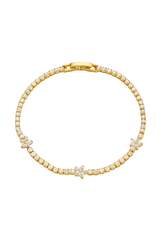 Flower Stationed Tennis Bracelet Pale Gold | Accessories | Smuk