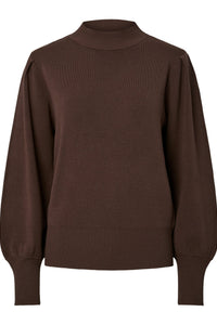 Fonny Ls Knit Pullover Chocolate Brown