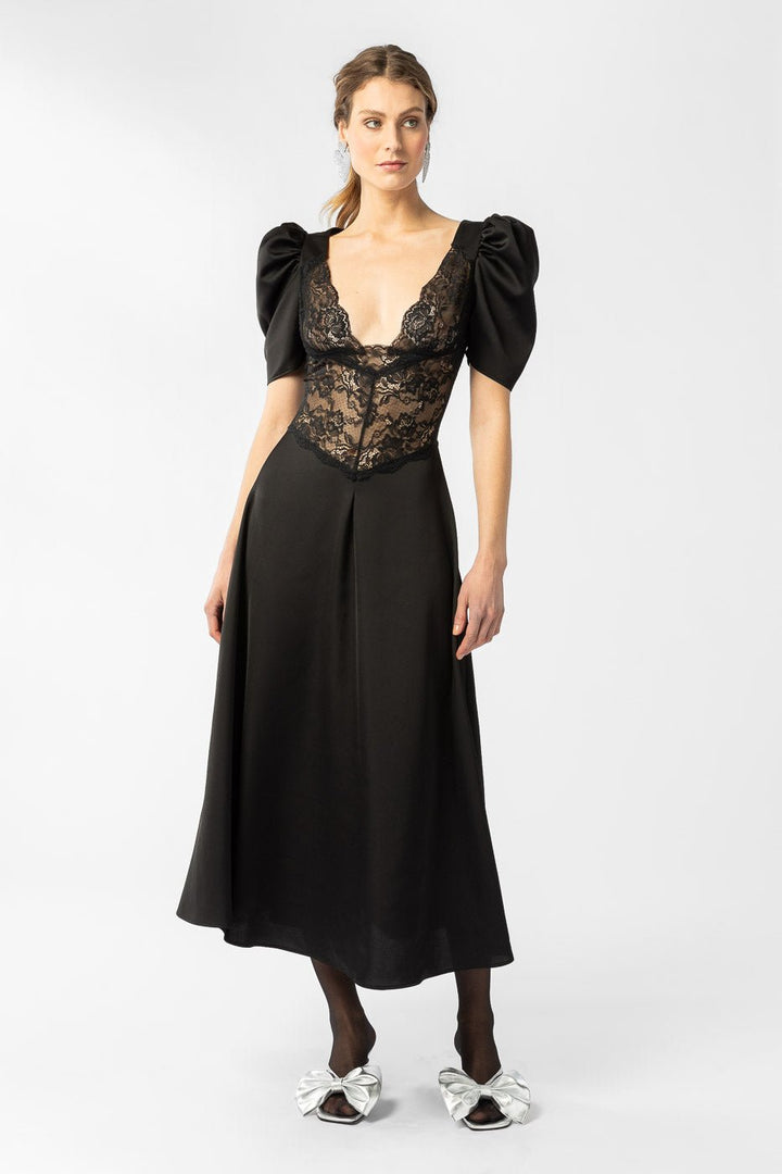 Francis Lace Midi Dress Black | Kjoler | Smuk
