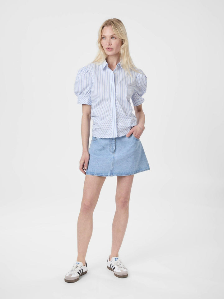Frannie Stripe Shirt White/Light Blue | Skjorter og bluser | Smuk - Dameklær på nett