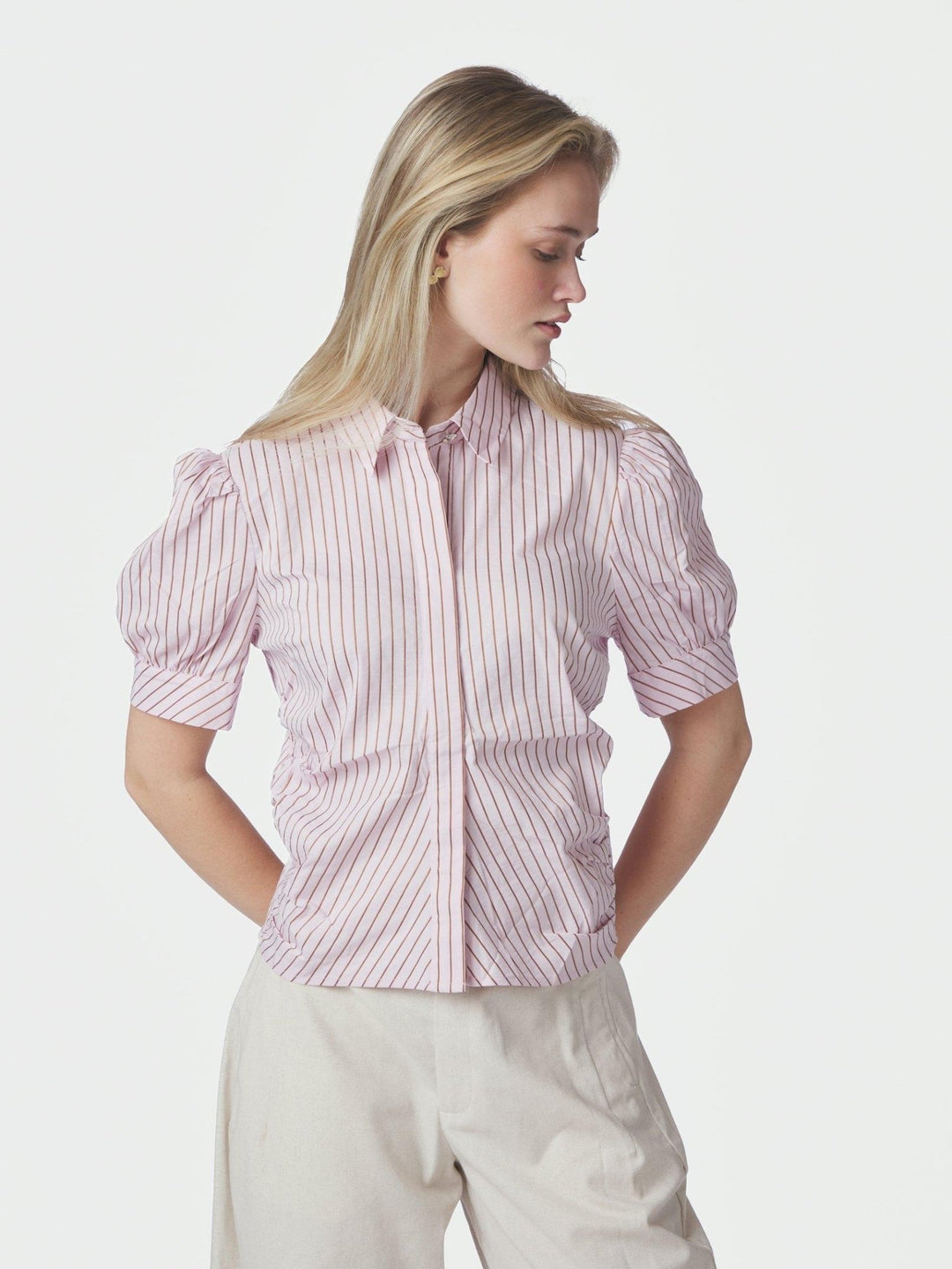 Frannie Structure Stripe Shirt Light Pink | Skjorter og bluser | Smuk