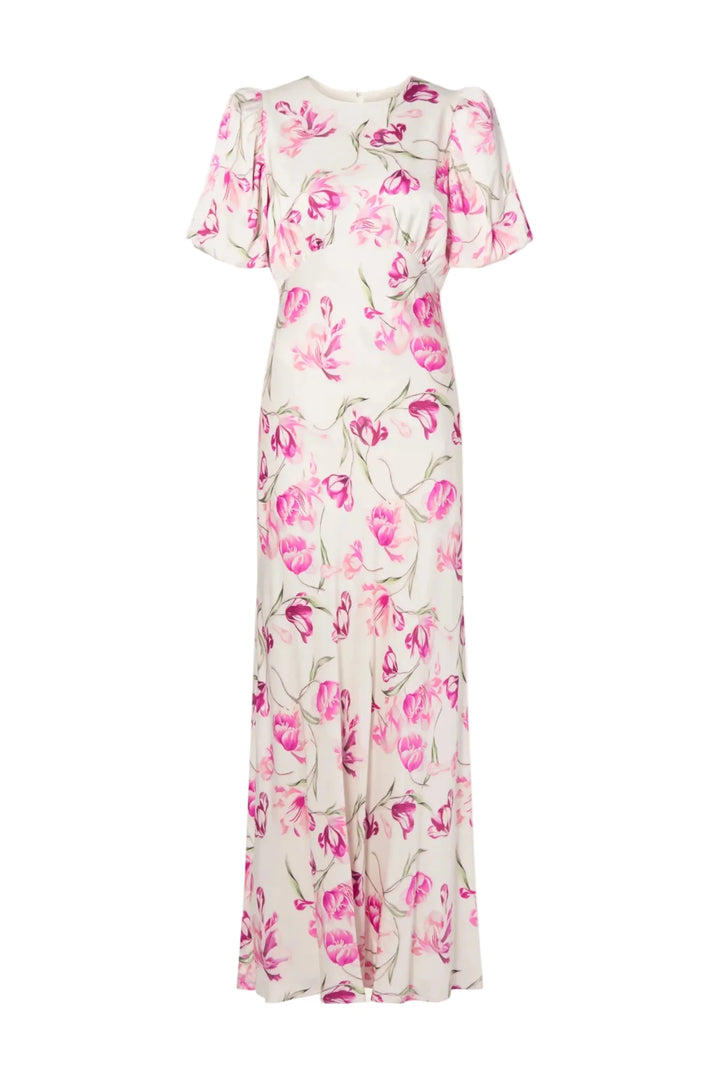 Freja Pouf Sleeve Maxi Dress Tulip Pink | Kjoler | Smuk