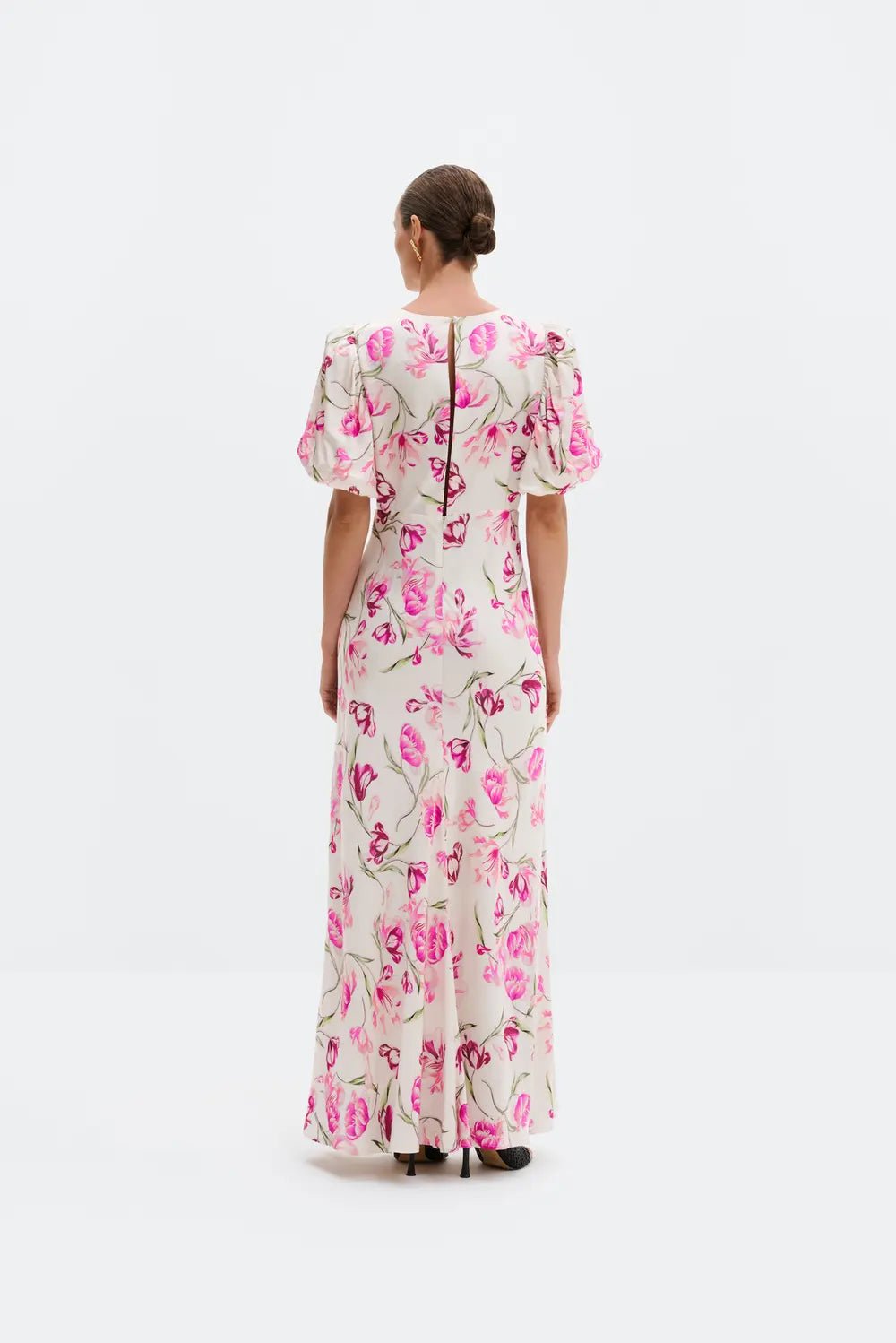 Freja Pouf Sleeve Maxi Dress Tulip Pink | Kjoler | Smuk