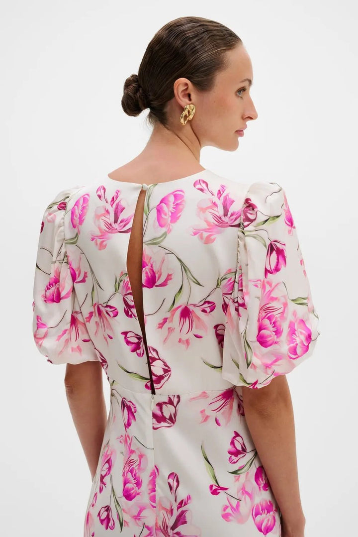 Freja Pouf Sleeve Maxi Dress Tulip Pink | Kjoler | Smuk