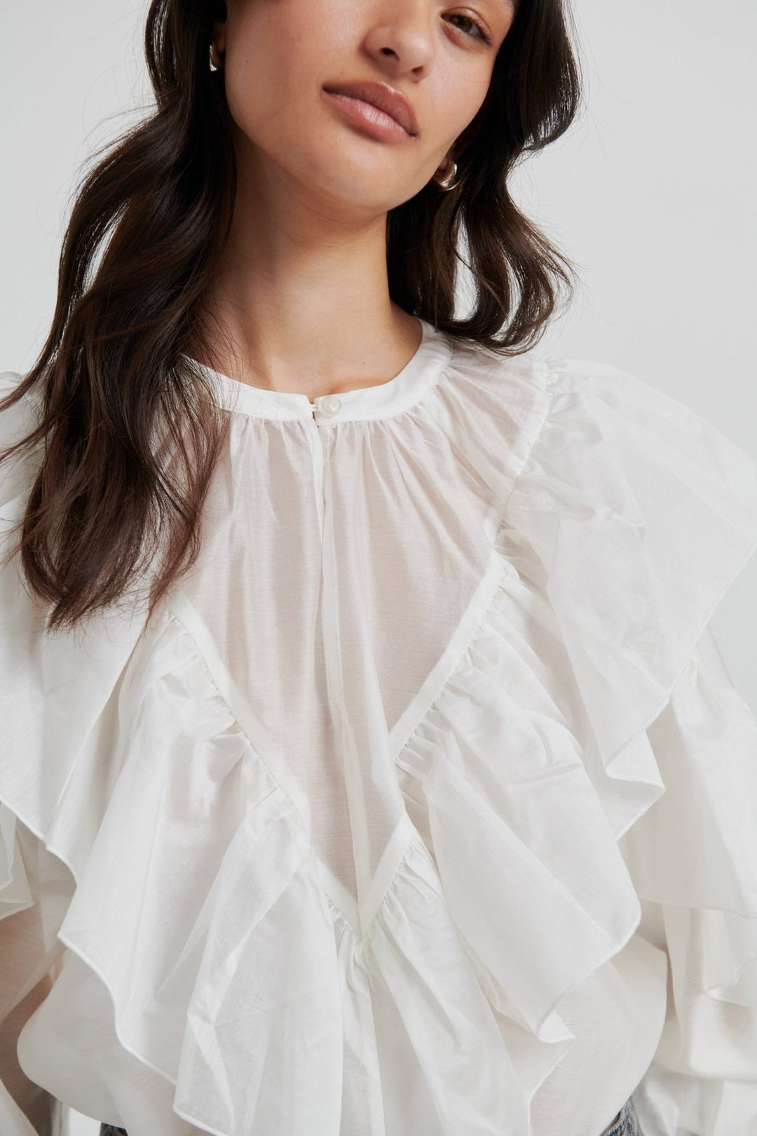 Fria Frill Blouse Tofu | Skjorter og bluser | Smuk - Dameklær på nett