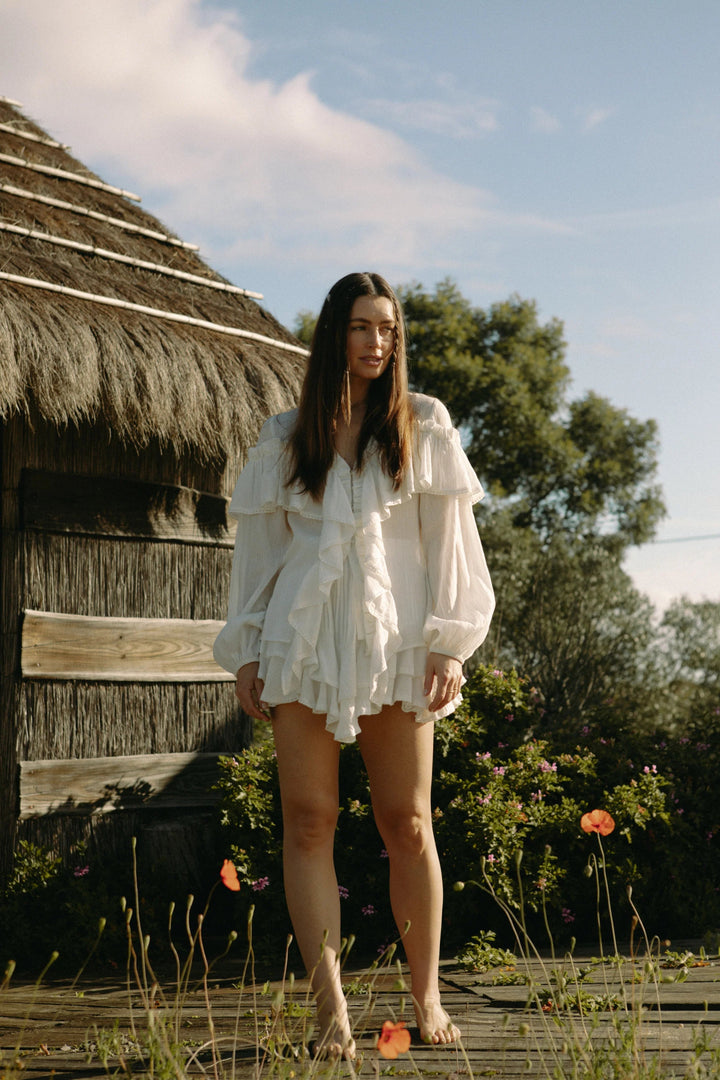 Frill Blouse White | Skjorter og bluser | Smuk - Dameklær på nett