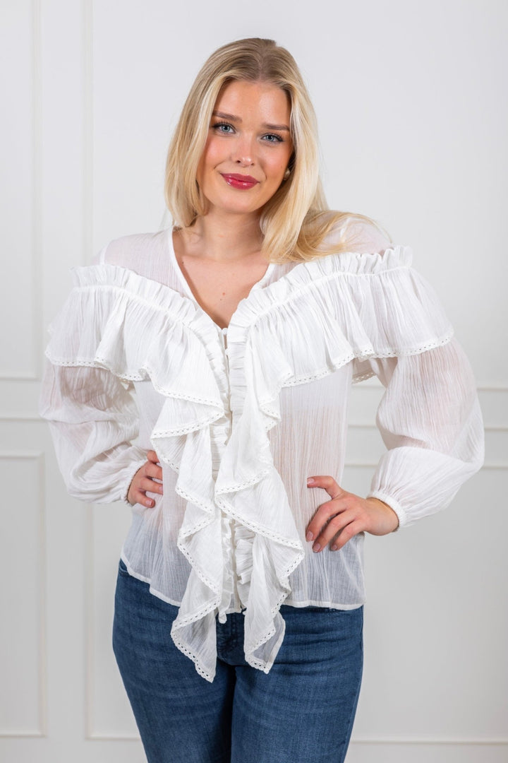 Frill Blouse White | Skjorter og bluser | Smuk - Dameklær på nett
