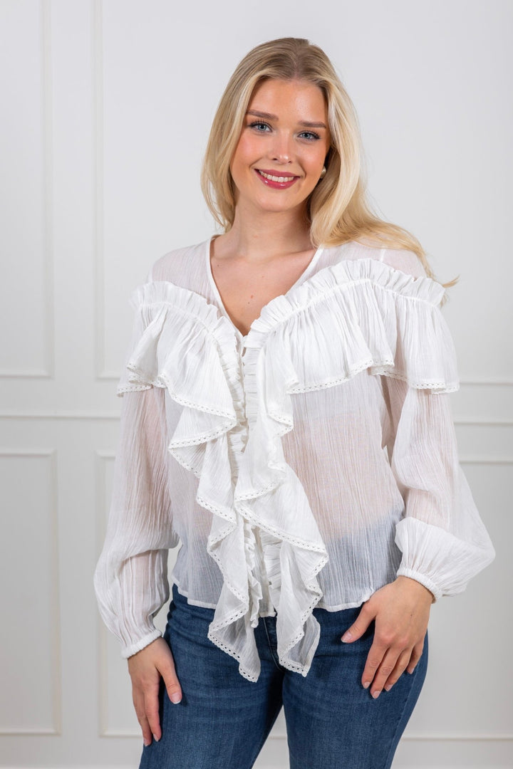 Frill Blouse White | Skjorter og bluser | Smuk - Dameklær på nett