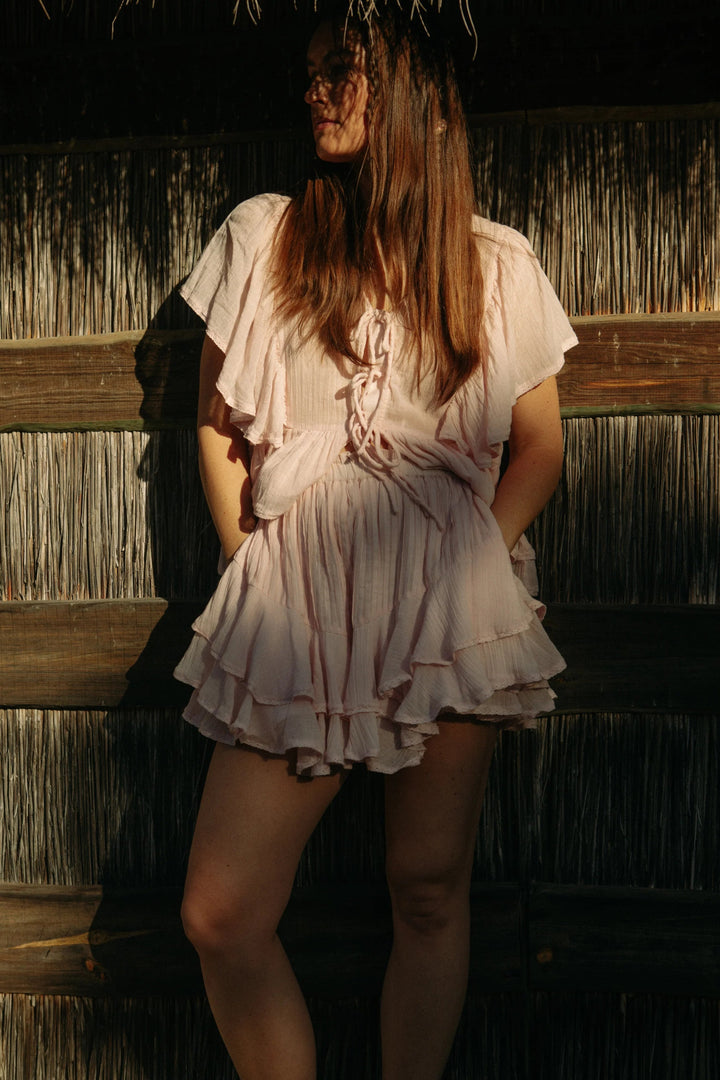 Frill Skirt Shorts Light Pink | Shorts | Smuk - Dameklær på nett
