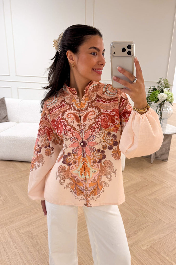 Frime Blouse Beige Paisley | Skjorter og bluser | Smuk