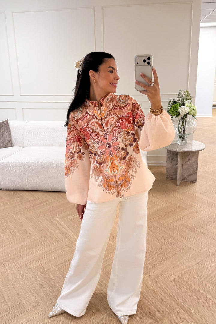 Frime Blouse Beige Paisley | Skjorter og bluser | Smuk