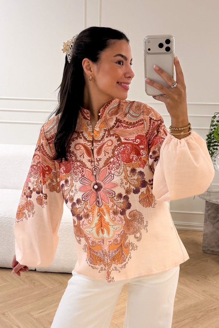 Frime Blouse Beige Paisley | Skjorter og bluser | Smuk