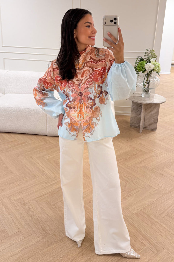 Frime Blouse Light Blue Paisley | Skjorter og bluser | Smuk