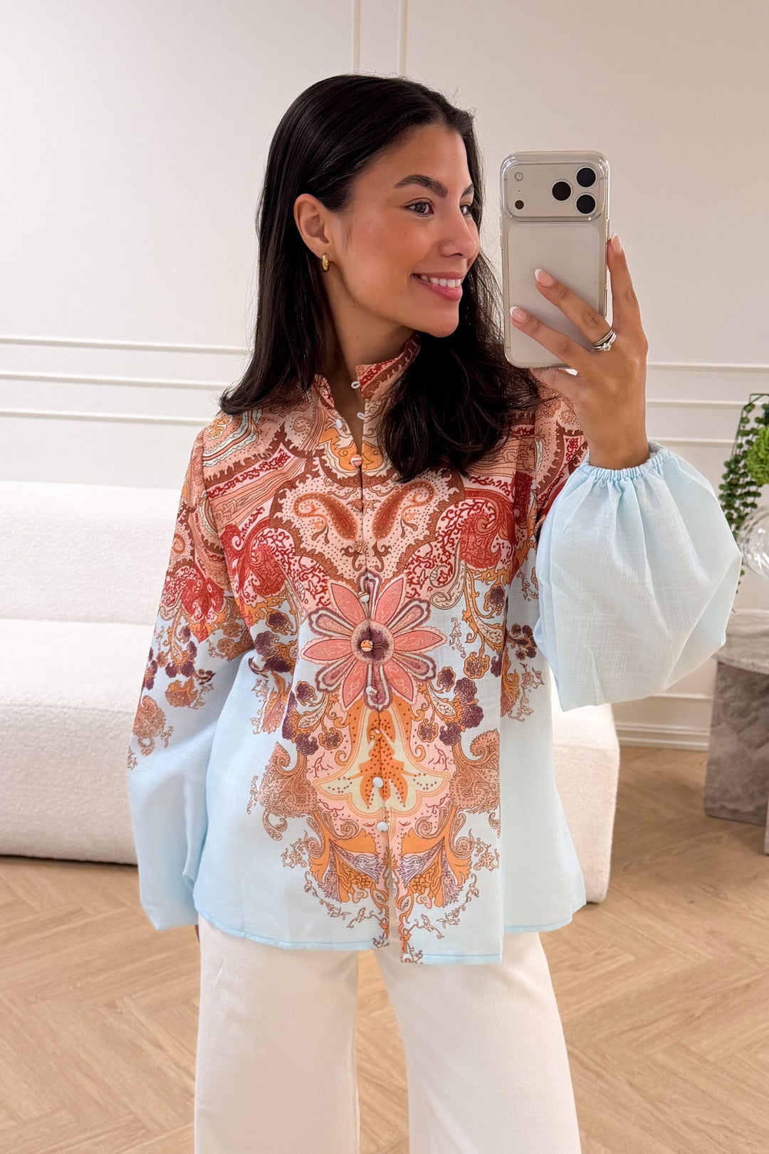 Frime Blouse Light Blue Paisley | Skjorter og bluser | Smuk
