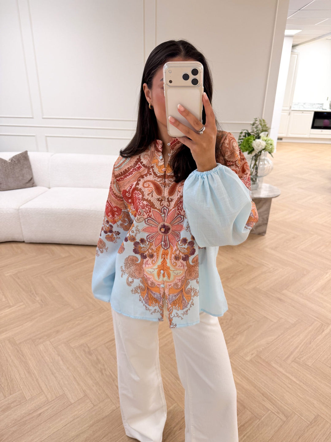 Frime Blouse Light Blue Paisley | Skjorter og bluser | Smuk