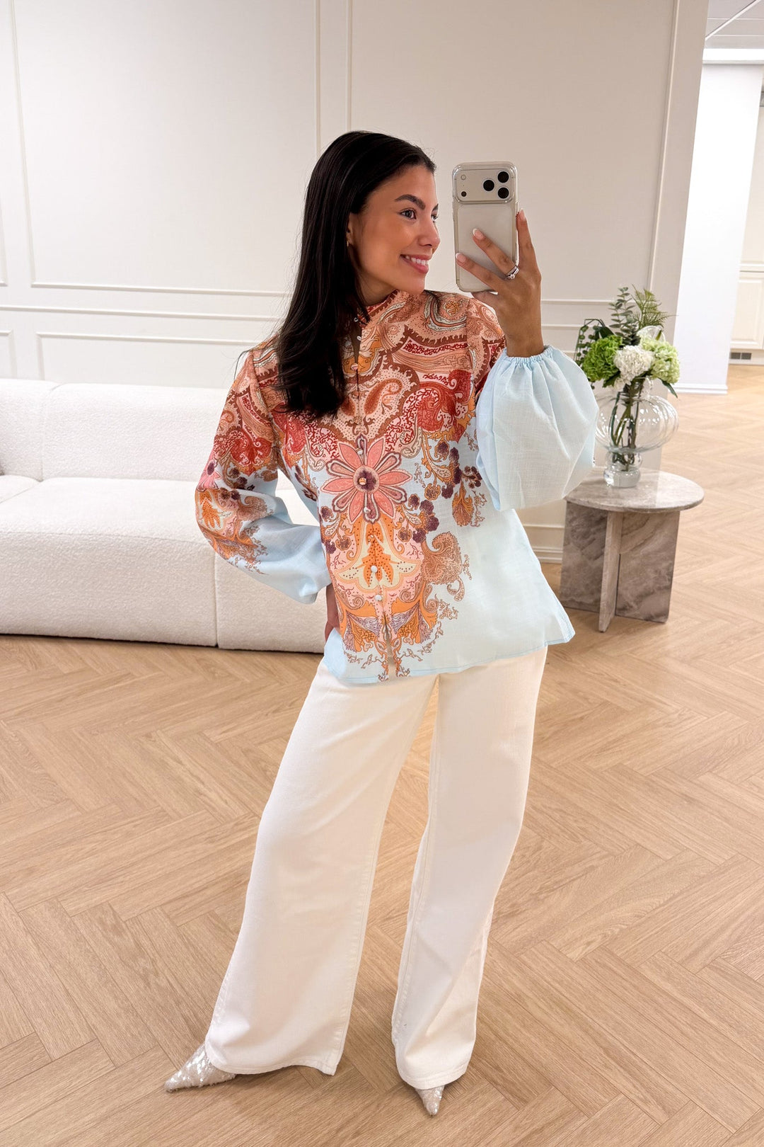 Frime Blouse Light Blue Paisley | Skjorter og bluser | Smuk