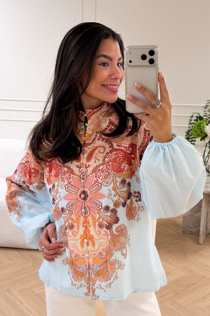 Frime Blouse Light Blue Paisley | Skjorter og bluser | Smuk