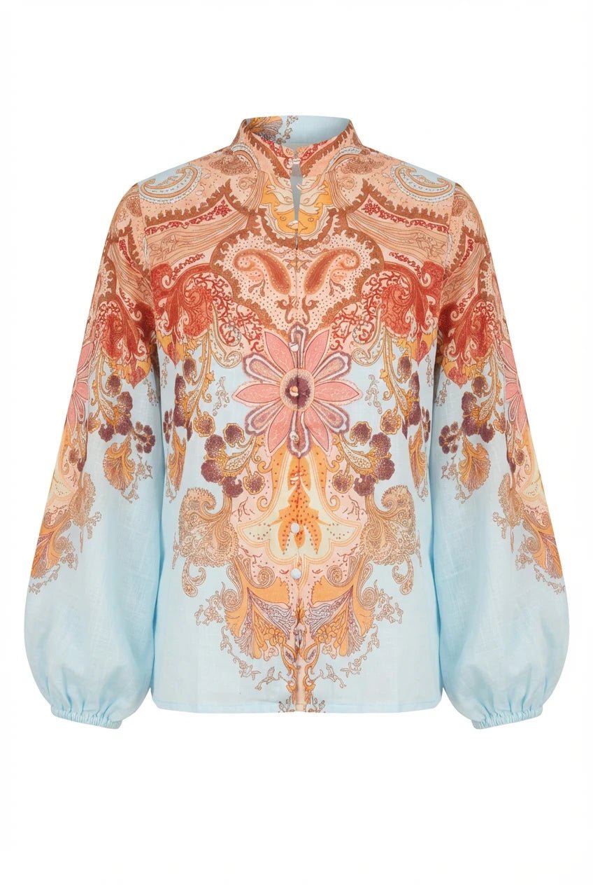 Frime Blouse Light Blue Paisley | Skjorter og bluser | Smuk