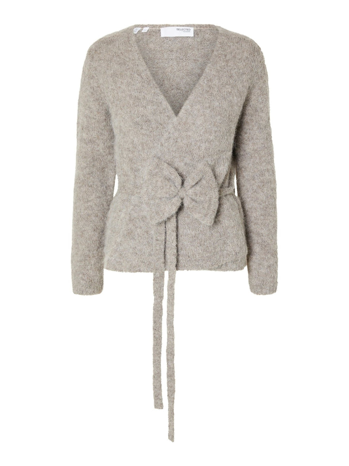 Gabella Ls Knit Bow Cardigan Steel Gray Melange | Genser | Smuk - Dameklær på nett
