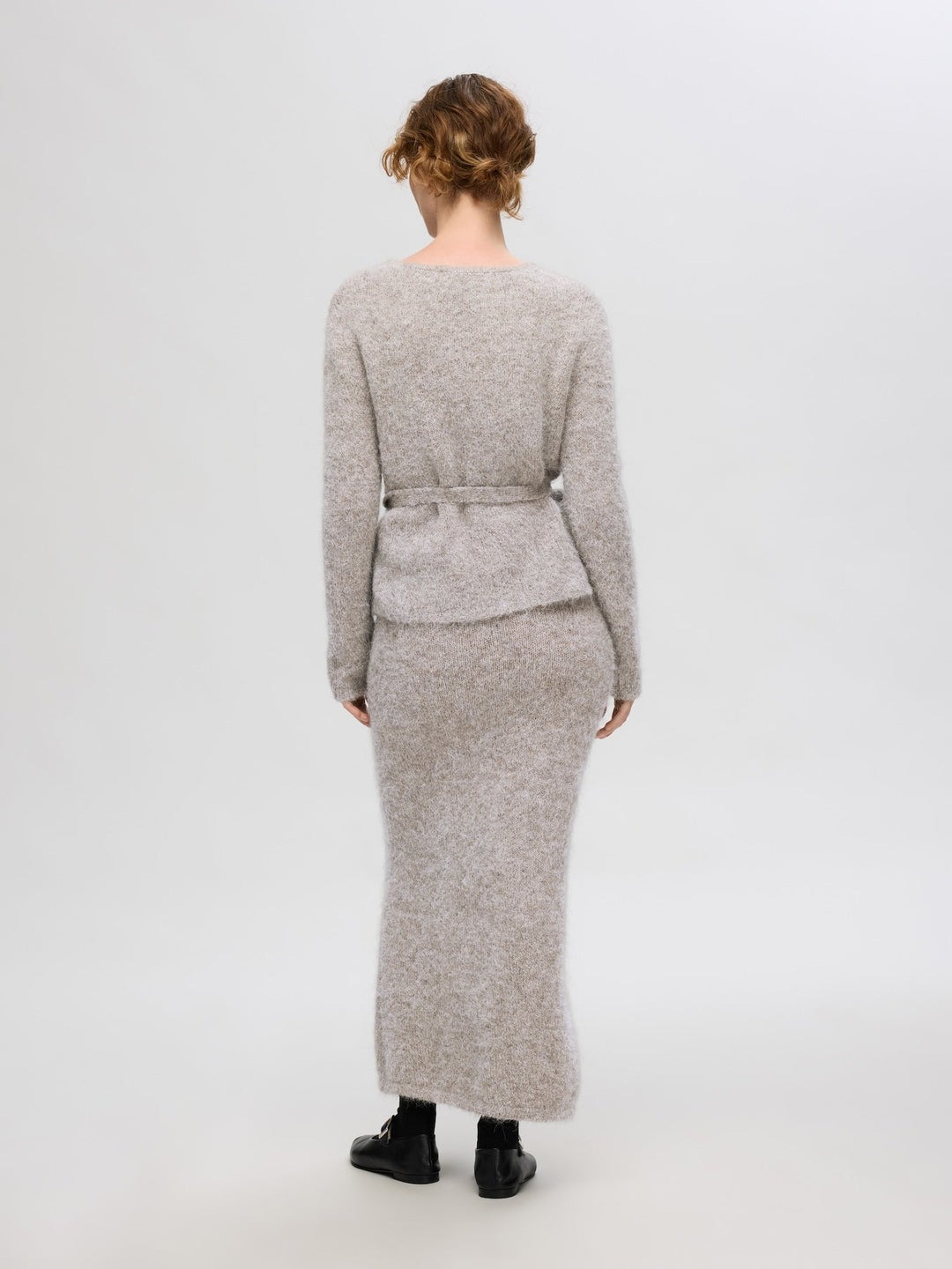 Gabella Ls Knit Bow Cardigan Steel Gray Melange | Genser | Smuk - Dameklær på nett