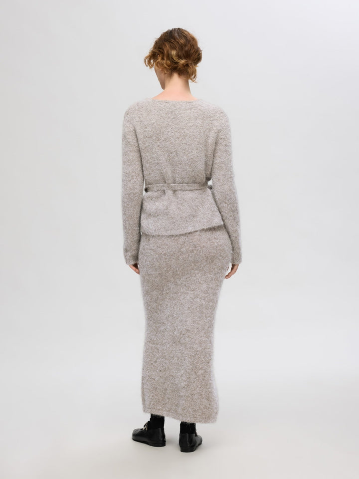Gabella Ls Knit Bow Cardigan Steel Gray Melange | Genser | Smuk - Dameklær på nett
