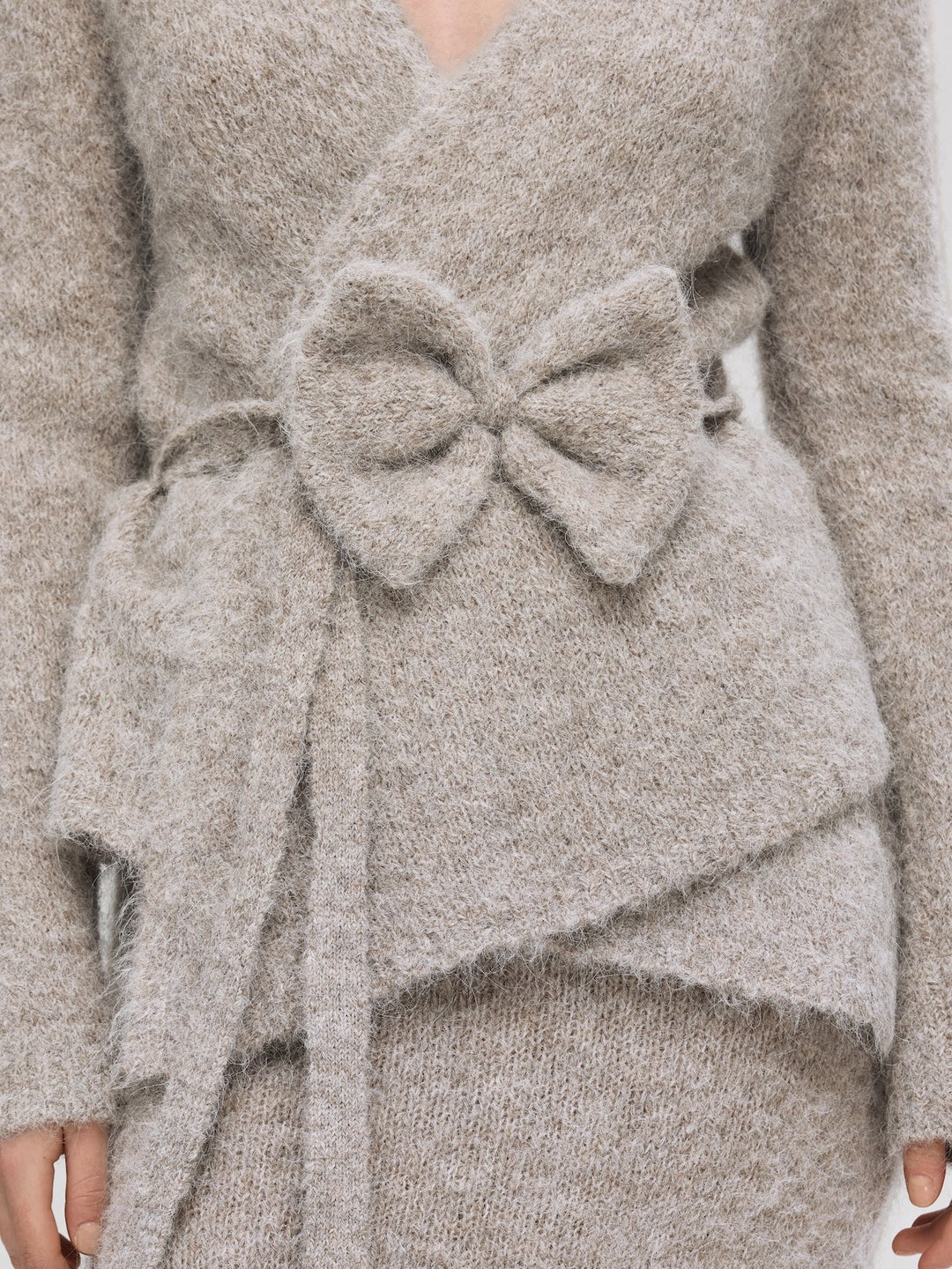 Gabella Ls Knit Bow Cardigan Steel Gray Melange | Genser | Smuk - Dameklær på nett