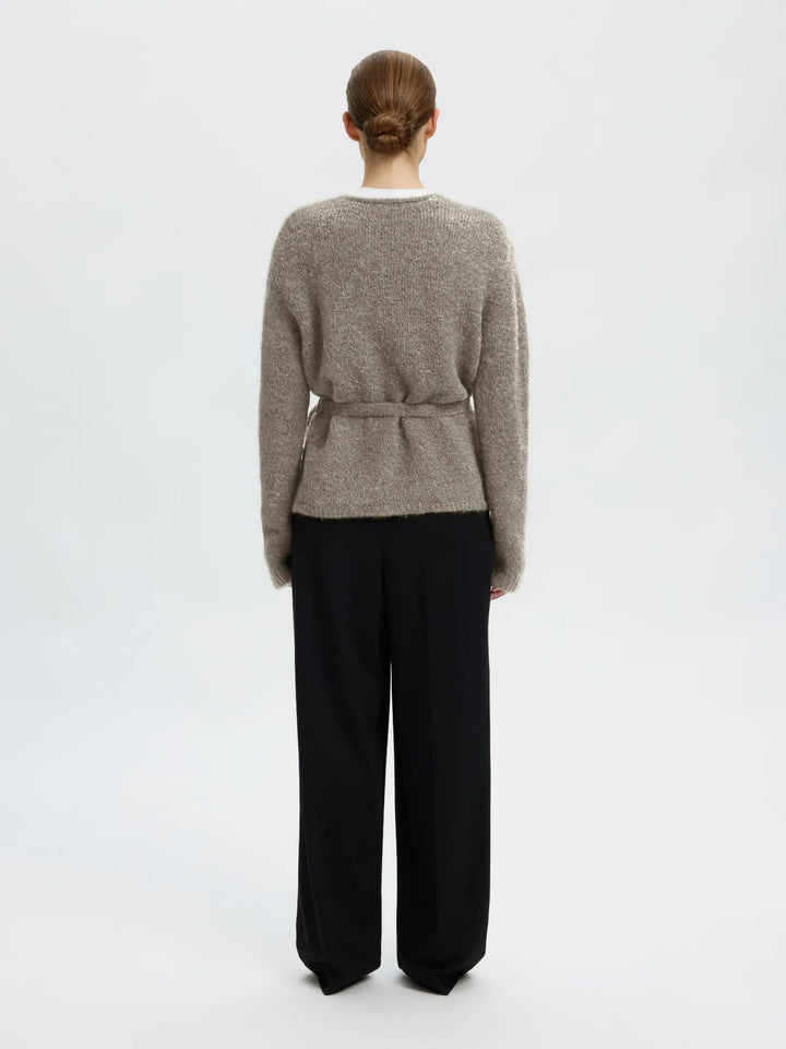 Gabriella Ls Knit Belt Cardigan Steel Gray | Genser | Smuk