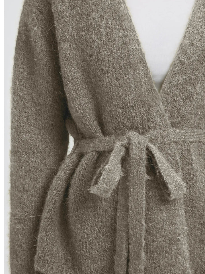 Gabriella Ls Knit Belt Cardigan Steel Gray | Genser | Smuk