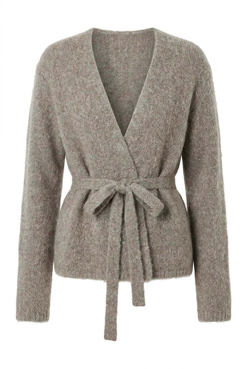 Gabriella Ls Knit Belt Cardigan Steel Gray | Genser | Smuk