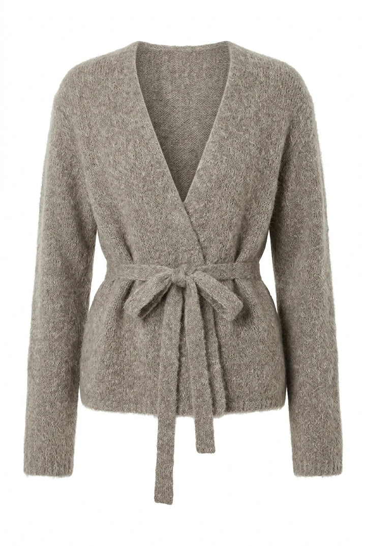 Gabriella Ls Knit Belt Cardigan Steel Gray | Genser | Smuk
