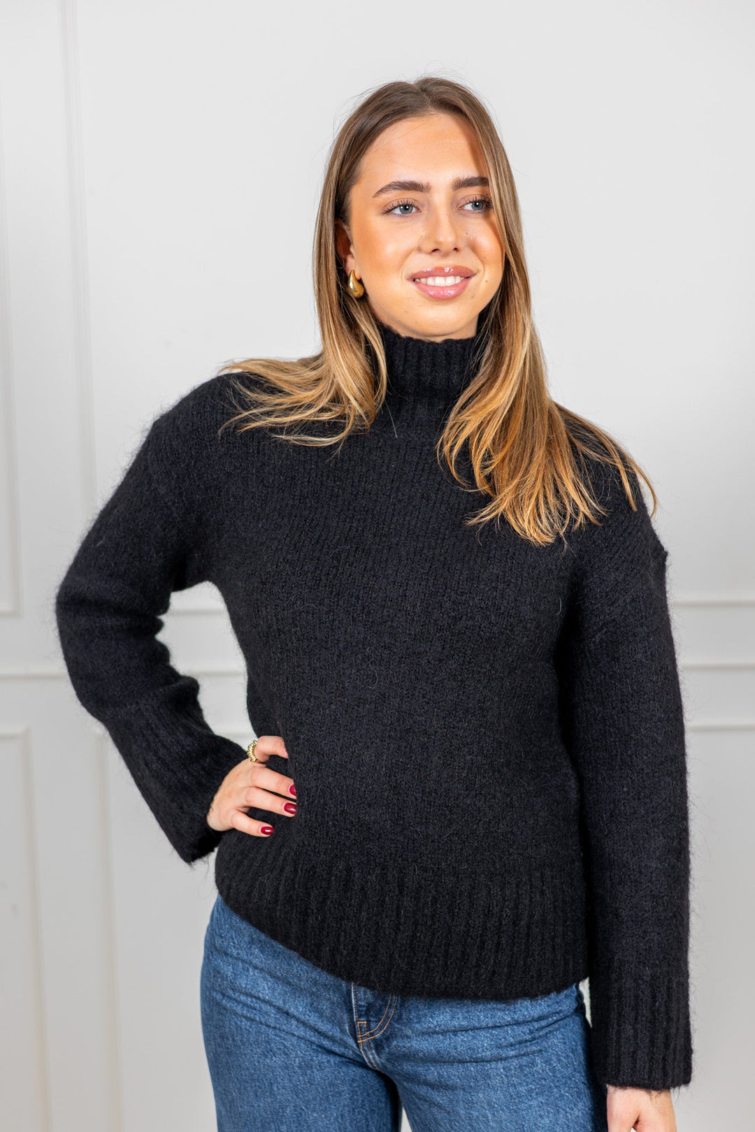 Gabriella Ls Knit High Neck Black | Genser | Smuk - Dameklær på nett