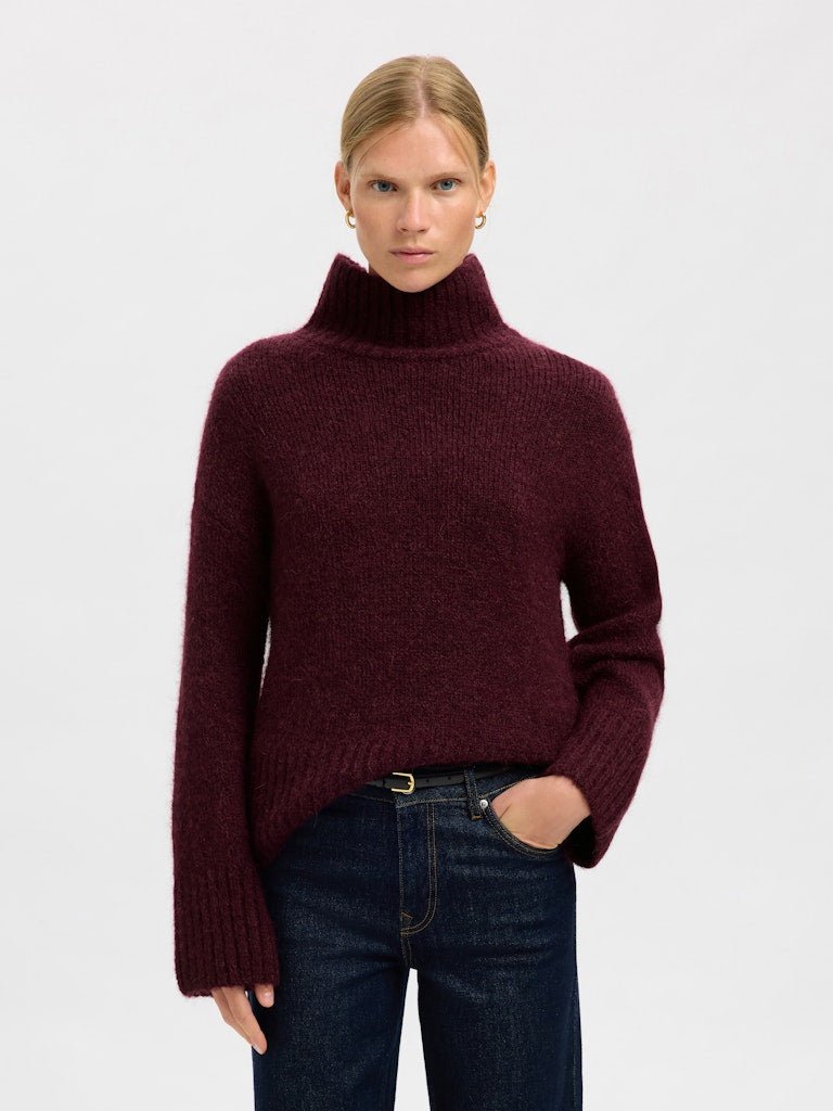 Gabriella Ls Knit High Neck Fig Melange | Genser | Smuk - Dameklær på nett
