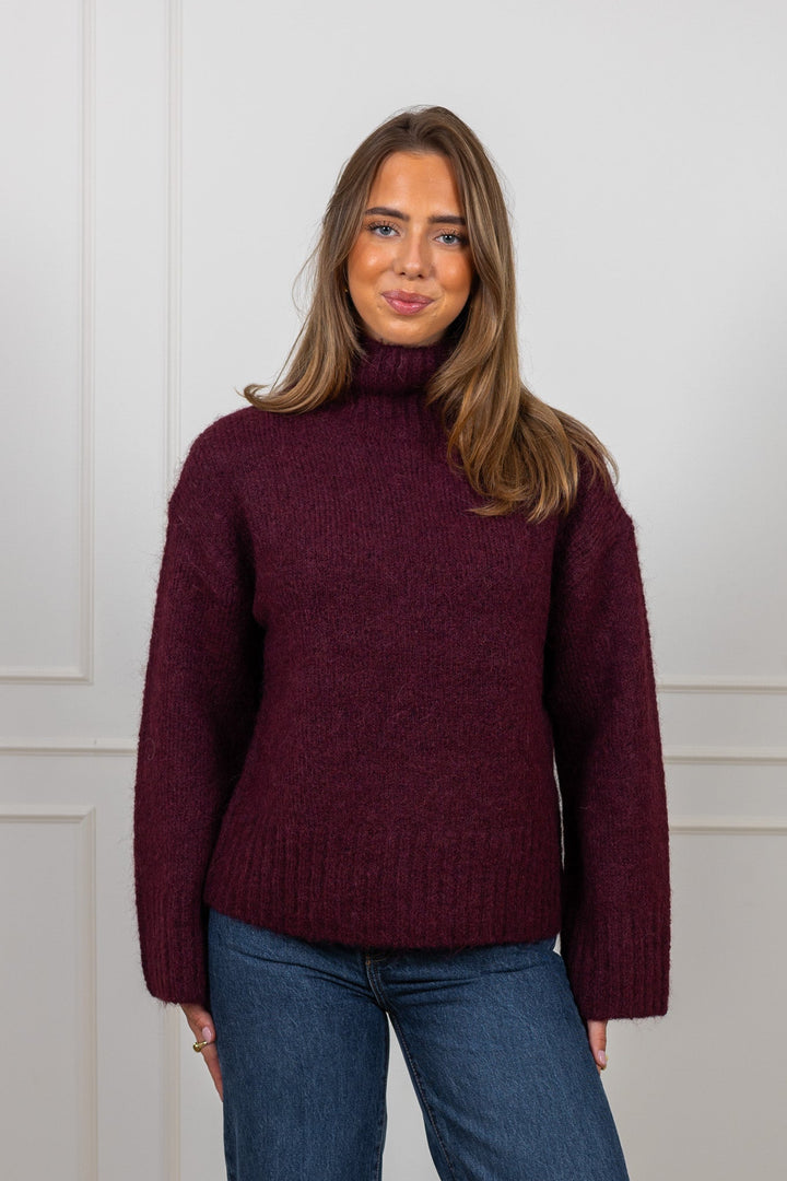 Gabriella Ls Knit High Neck Fig Melange | Genser | Smuk - Dameklær på nett