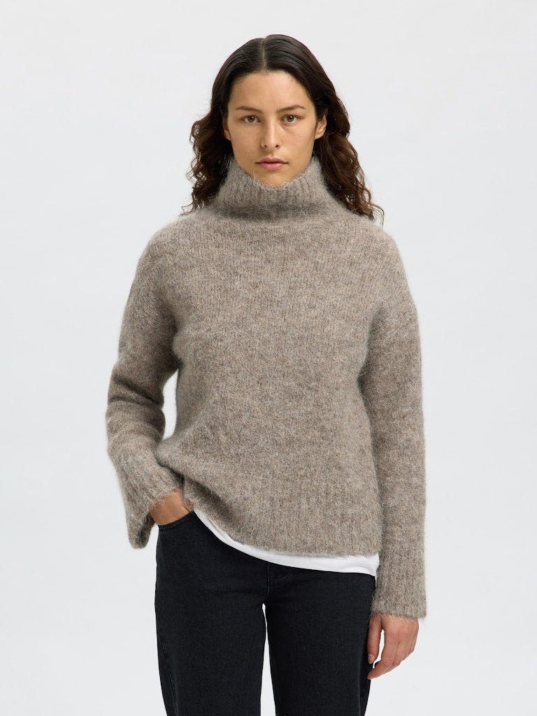 Gabriella Ls Knit High Neck Steel Gray Melange | Genser | Smuk - Dameklær på nett