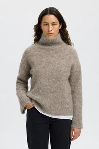Gabriella Ls Knit High Neck Steel Gray Melange