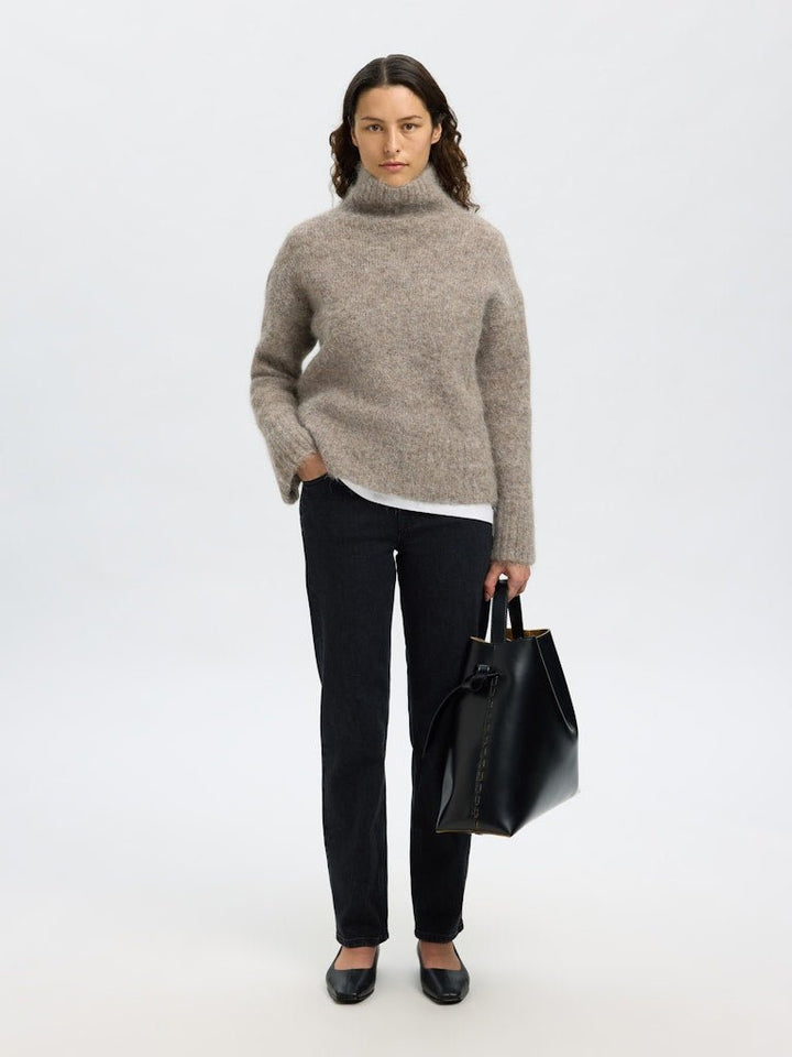 Gabriella Ls Knit High Neck Steel Gray Melange | Genser | Smuk - Dameklær på nett