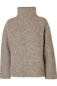 Gabriella Ls Knit High Neck Steel Gray Melange