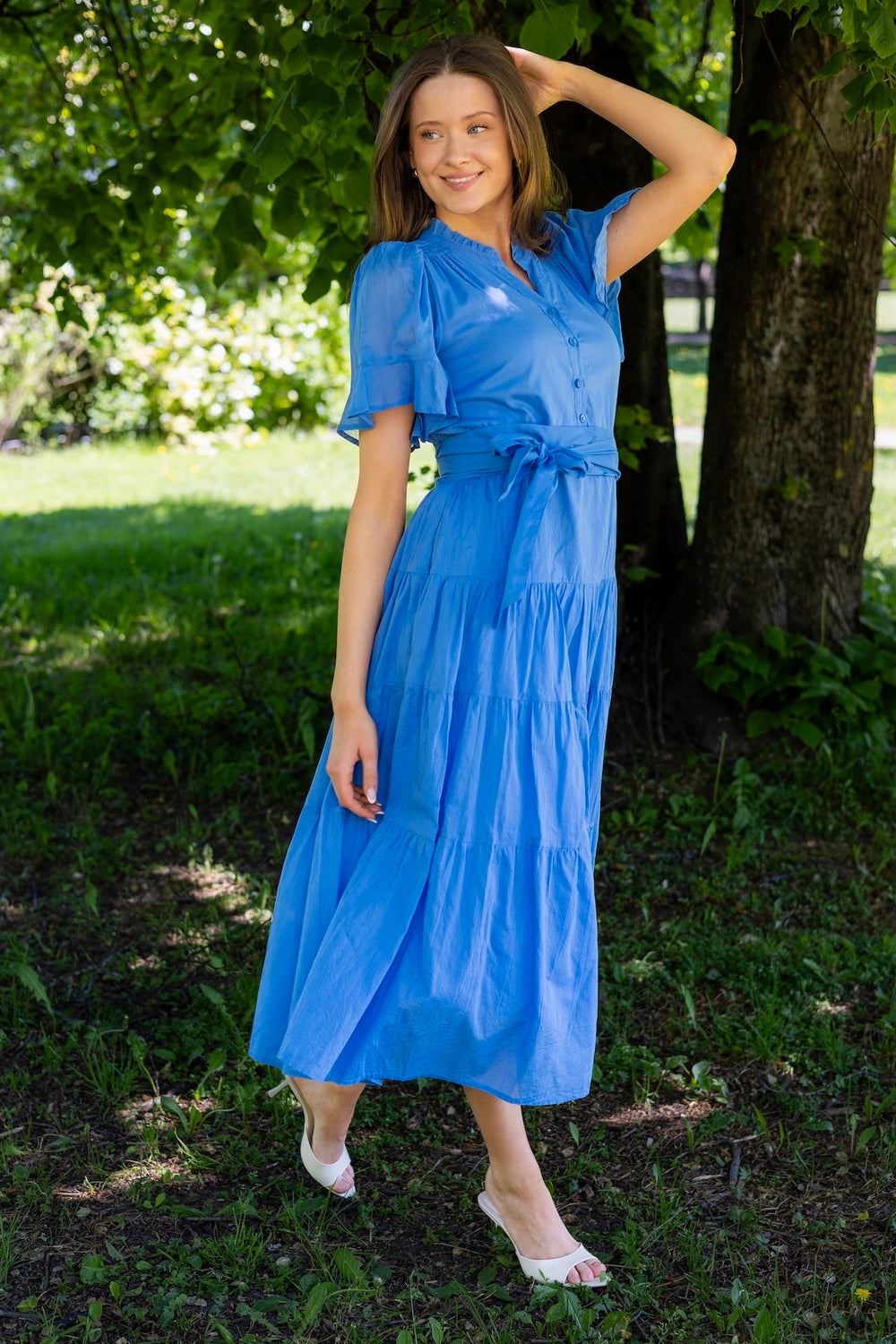 Gaia Dress Blue Voille | Kjoler | Smuk - Dameklær på nett